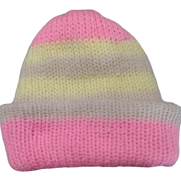 Reversible Double Knit Beanie-Yellow&Pink - Picture 2 of 10
